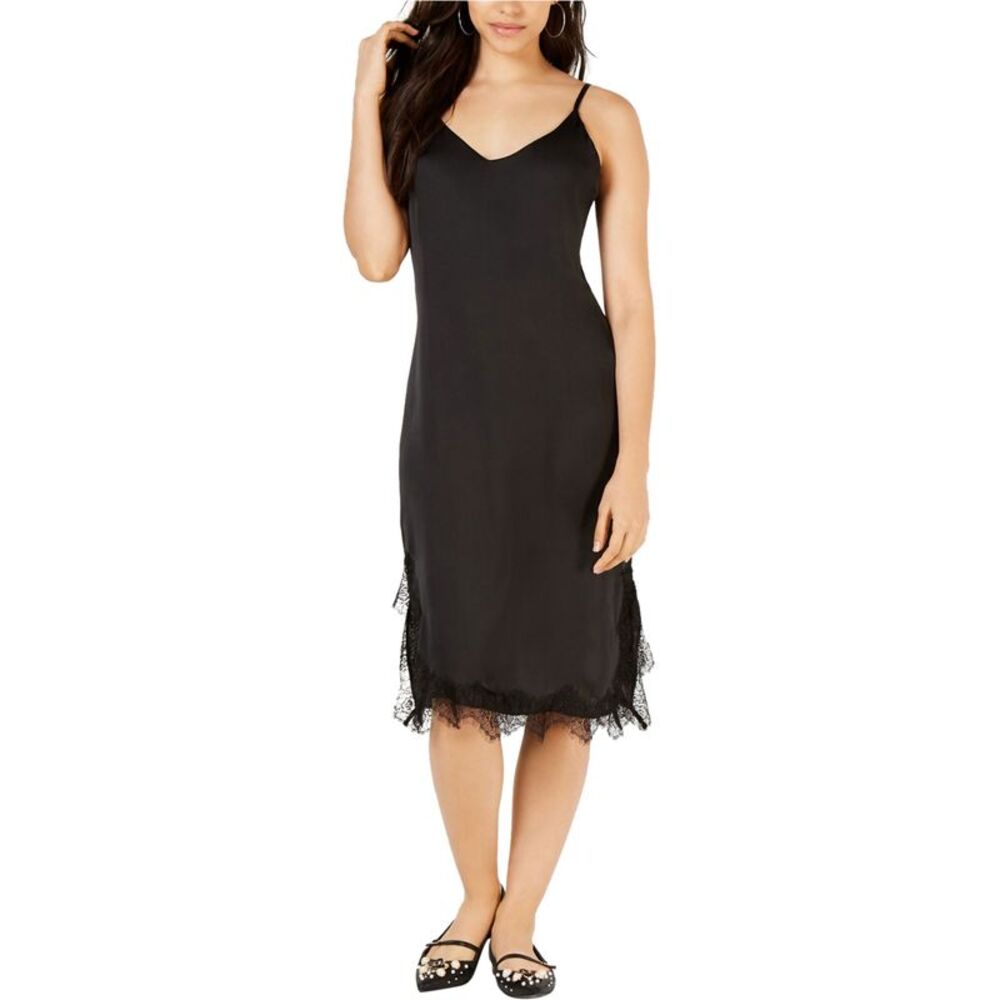 Project 28 Womens Lace-Trim Slip Dress, Black, S, DM